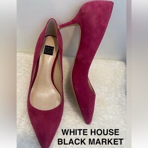 WHITE HOUSE BLACK MARKET Mauve Pink Fuschia Suede Heels - Size 8